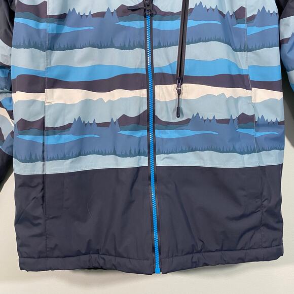 LL Bean Boy's Blue Graphics Full Zip Hooded Primaloft Winter Jacket Size L 14-16 - Picture 3 of 11